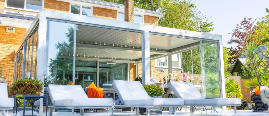 B200XL Coupled Pergola in Broadstone with Open Doors