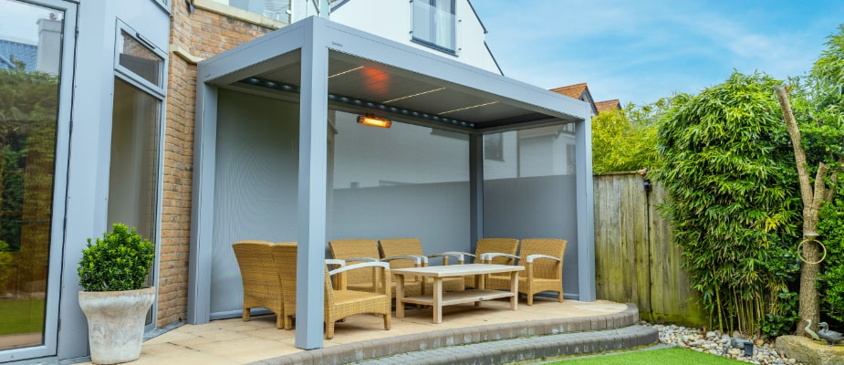 garden pergola with heater