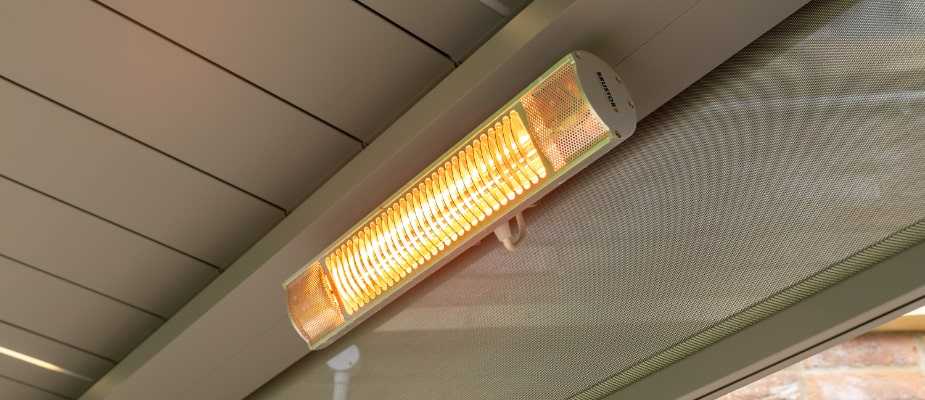 infrared heater on garden pergola