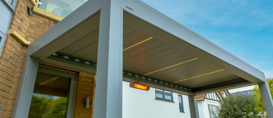 pergola with infrared heater