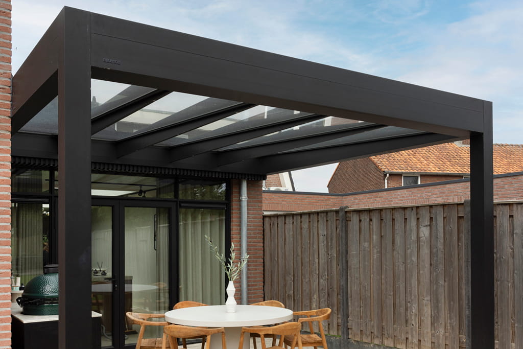 B800 Glass Pergola over Patio