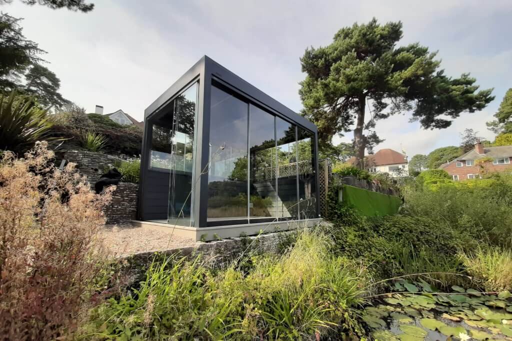 Glass Pergola near Pond