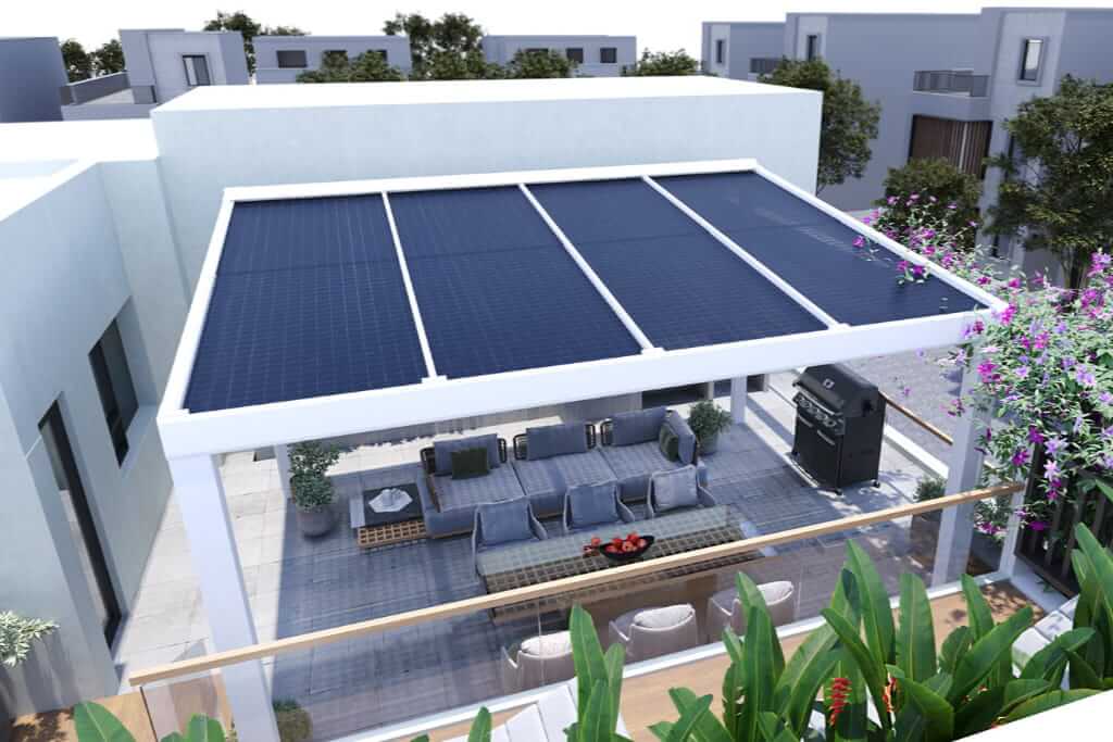 Solar Pergola with White Frame