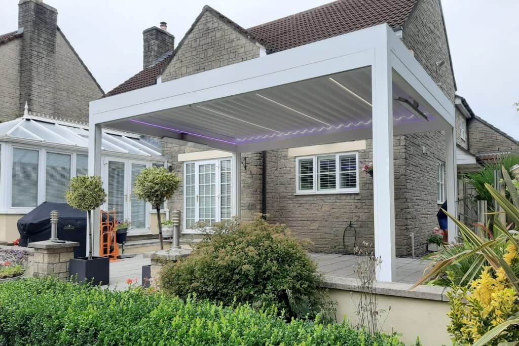 White Pergola with LED Lights