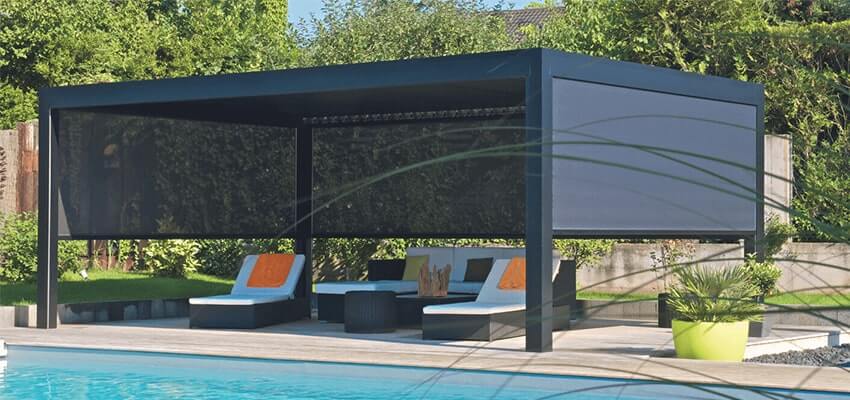 Poolside Pergola With Roller Screens