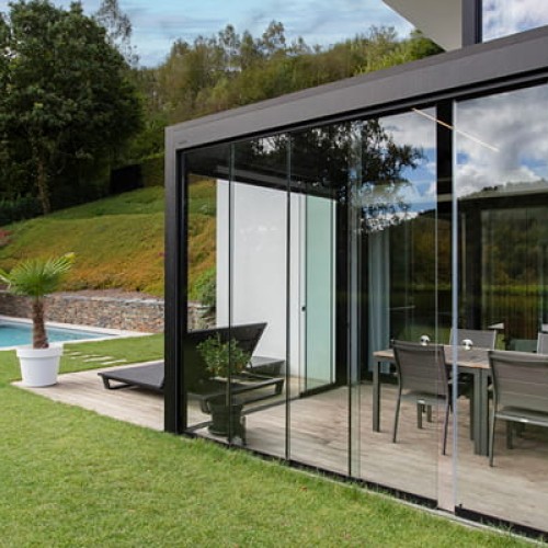 B200 Pergola with Sliding Glass