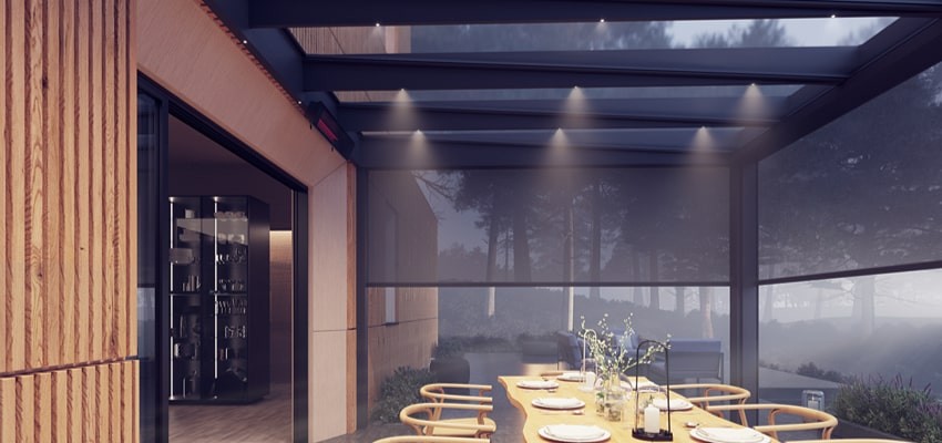 B800 Aluminium Pergola with Glass Roof