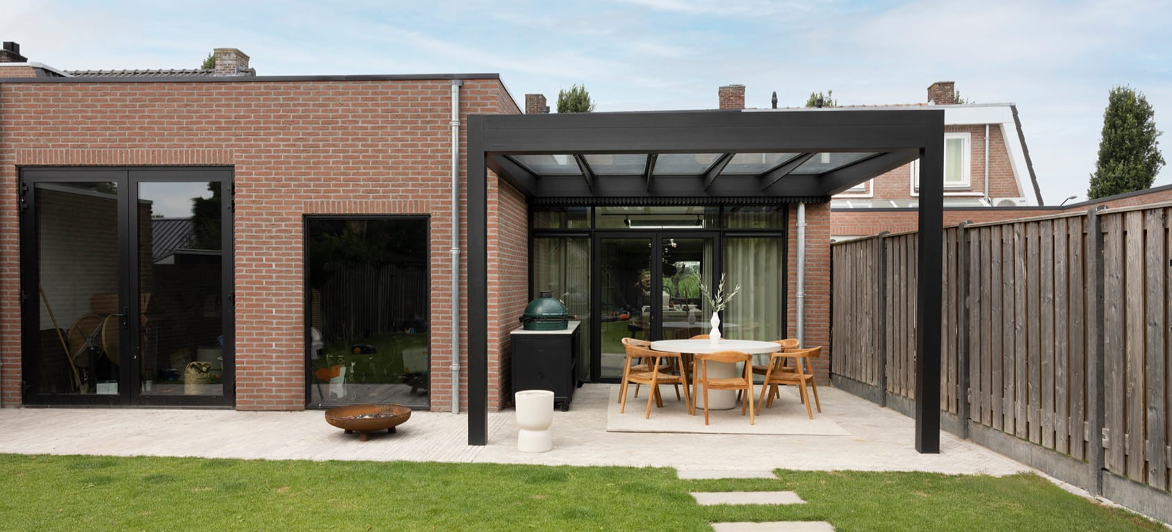 B800 Glass Roof Pergola on House