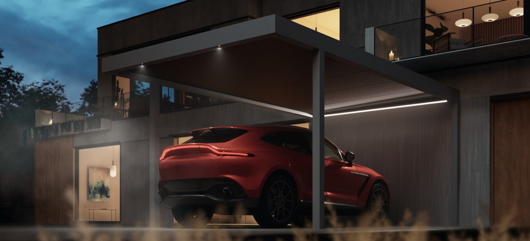 B910 Carport at Night