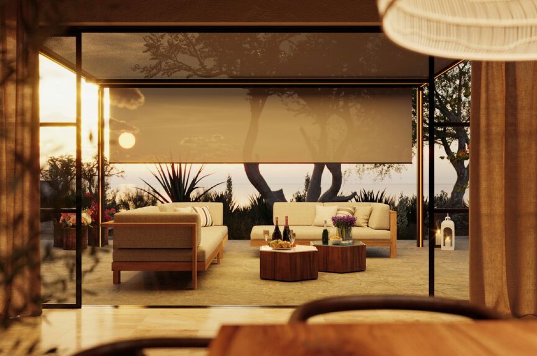 B128P horizontal sun shade - under-canopy view