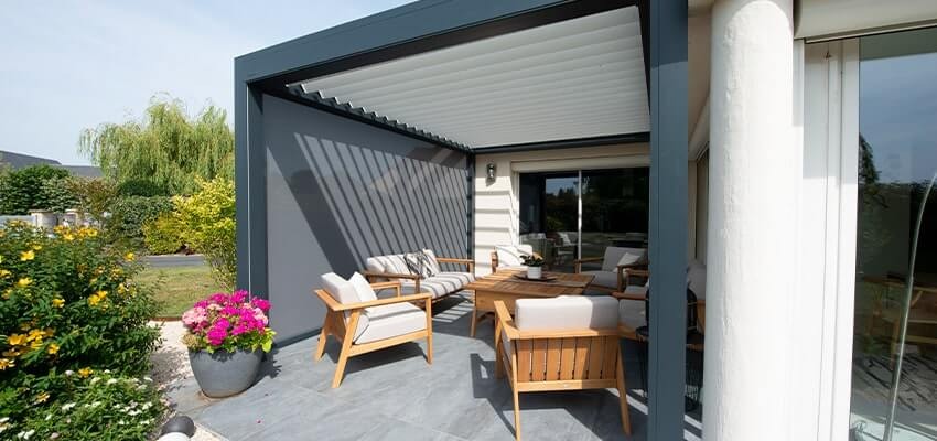 anthracite grey garden pergola