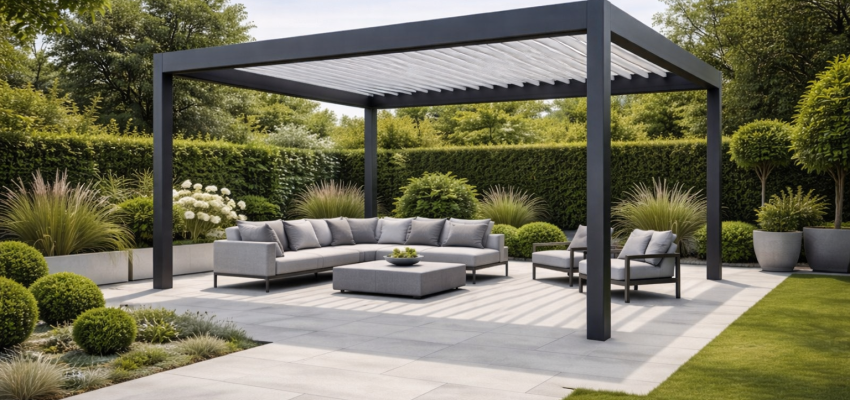 Freestanding pergola with garden sofa